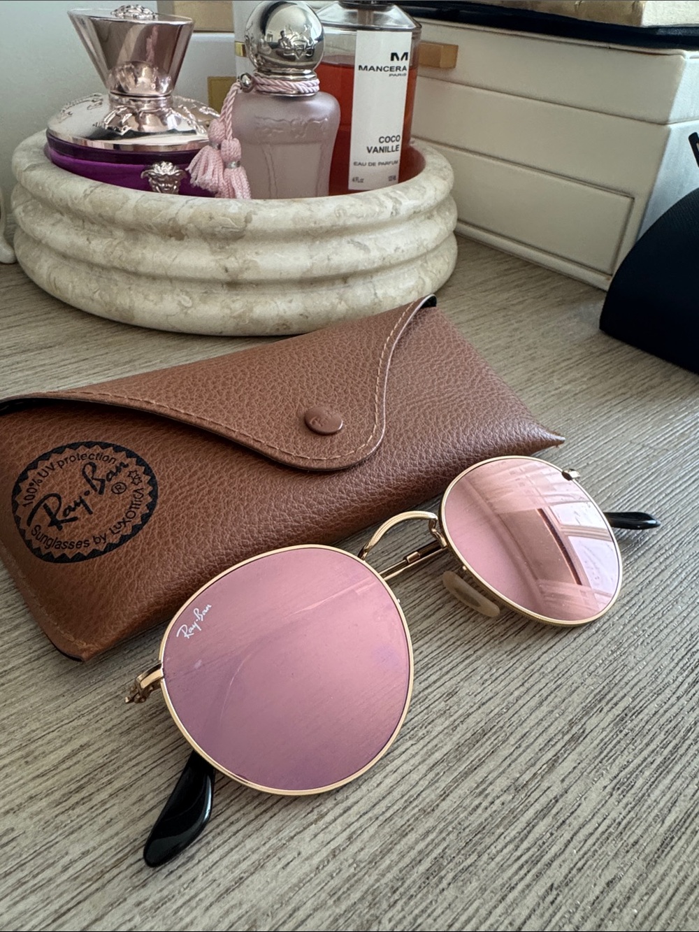 Ray-Ban Women’s Round Metal Sunglasses - Pink Lenses, Gold Frame